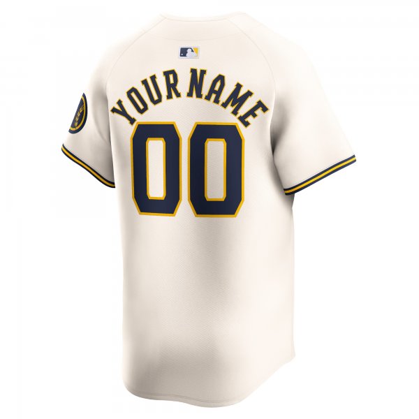 Men's Milwaukee Brewers Nike Cream Home Limited Custom Jersey