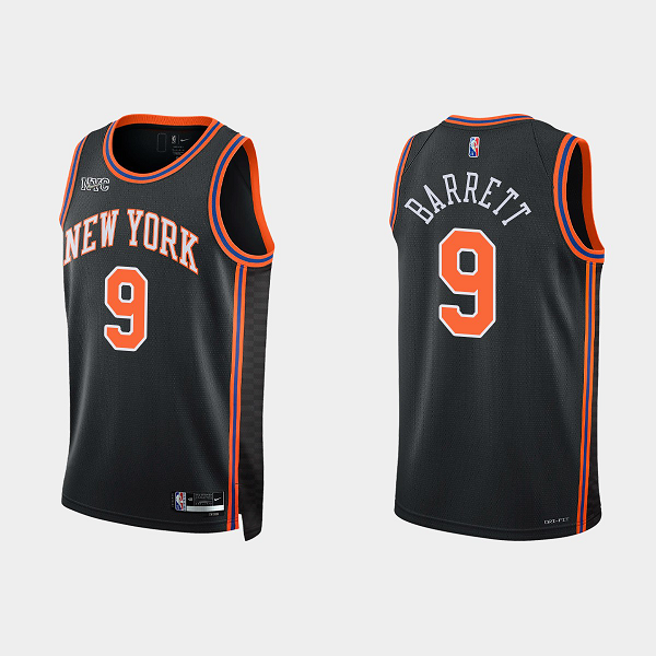 Men's New York Knicks #9 RJ Barrett 2021-22 75th Anniversary City Black NBA Jersey