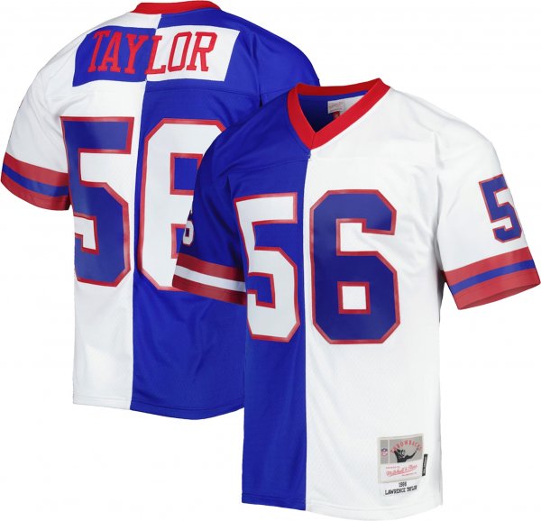 Men's New York Giants Lawrence Taylor Mitchell & Ness Royal/White 1986 Split Legacy Replica Jersey