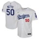 Youth Los Angeles Dodgers #50 Mookie Betts Nike White Home Limited Player Jersey