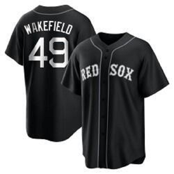 Men's Boston Red Sox #49 Tim Wakefield Replica Black Jersey