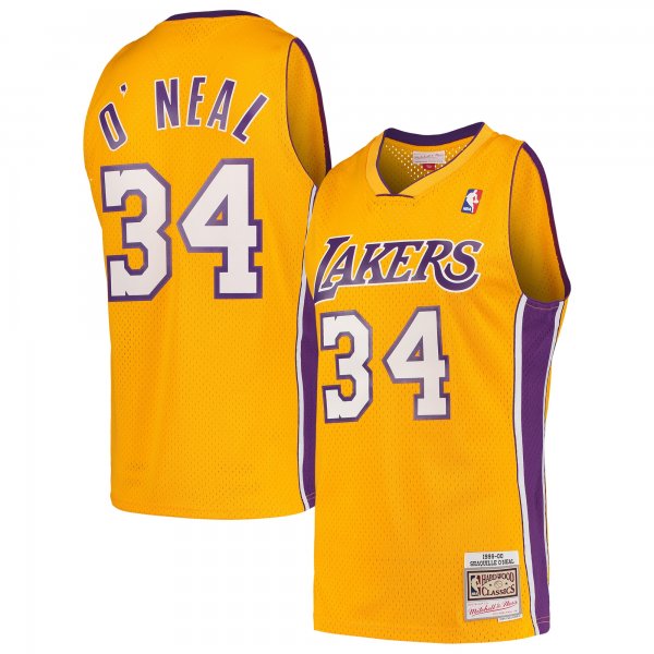 Men's Los Angeles Lakers Shaquille O'Neal Mitchell & Ness Gold Hardwood Classics Swingman Jersey