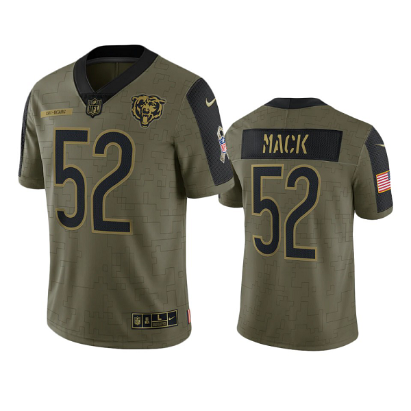 Chicago Bears Khalil Mack Olive 2021 Salute To Service Limited Men's NFL Jersey