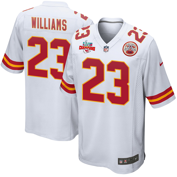 Joshua Williams #23 Kansas City Chiefs Super Bowl LVII Champions 3 Stars Men's Game White NFL Jersey