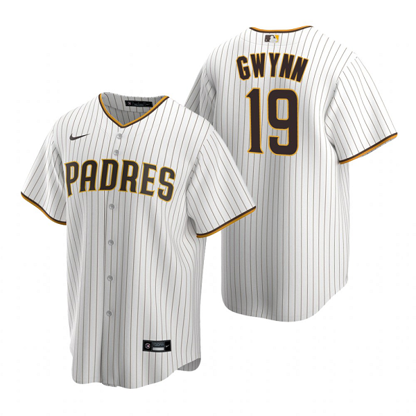 Men's San Diego Padres #19 Tony Gwynn Nike White Brown Home Jersey