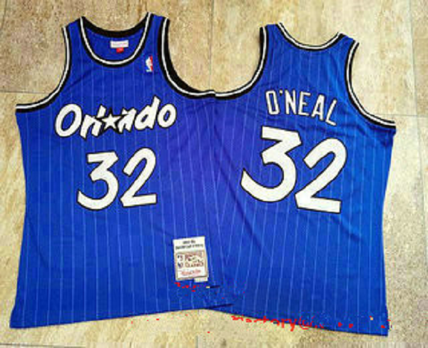 Men's Orlando Magic #32 Shaquille O'neal 1994-95 Blue Hardwood Classics Soul AU Throwback Jersey