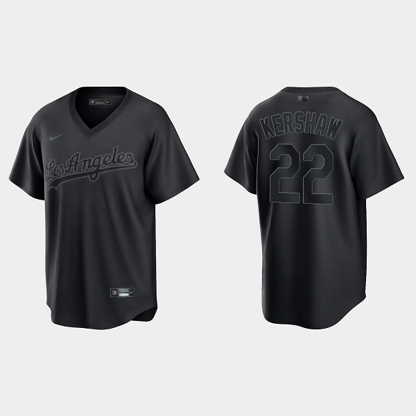 Men's Los Angeles Dodgers #22 Clayton Kershaw Pitch Black Fashion Cool Base Jersey - Black