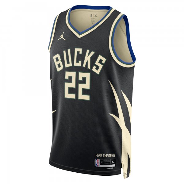 Unisex Milwaukee Bucks Khris Middleton Jordan Brand Black Swingman Jersey - Statement Edition