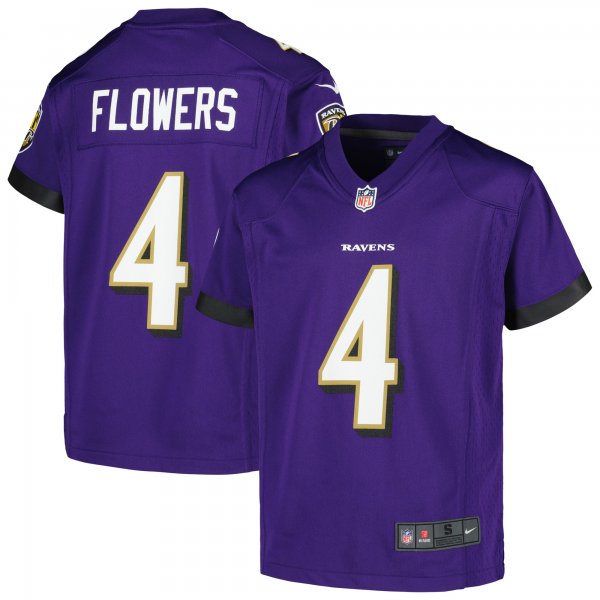 Youth Baltimore Ravens Zay Flowers Nike Purple Game Jersey