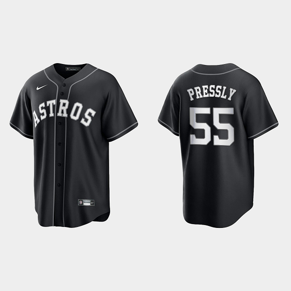 Men's Houston Astros $#55 Ryan Pressly All Black Fashion MLB Jersey