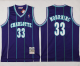 Men's Mitchell And NessCharlotte Hornets #33 Alonzo Mourning Purple Throwback Stitched NBA Jersey