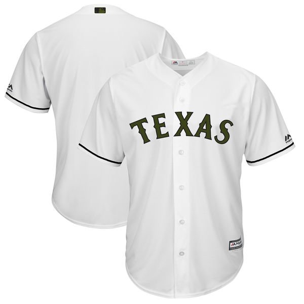 Men's Texas Rangers Blank Majestic White 2018 Memorial Day Cool Base MLB Team Jersey