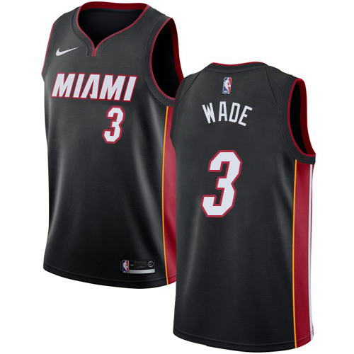 Nike Men's Miami Heat #3 Dwyane Wade Black Swingman Icon Edition NBA Jersey