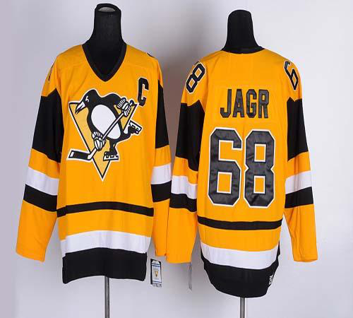 Pittsburgh Penguins #68 Jaromir Jagr Yellow CCM Throwback Stitched NHL Jersey