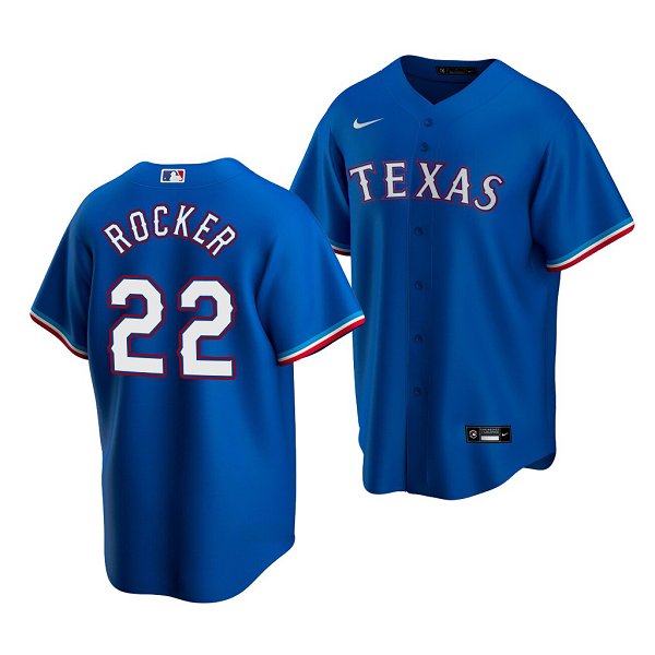 Men's Texas Rangers #22 Kumar Rocker 2022 MLB Draft Jersey Royal Alternate