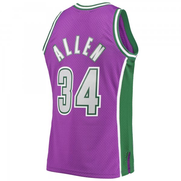 Men's Milwaukee Bucks Ray Allen Mitchell & Ness Purple 2001/02 Hardwood Classics Swingman Jersey