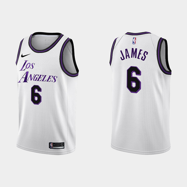 Men's Los Angeles Lakers #6 LeBron James 2022-23 City Edition White NBA Jersey