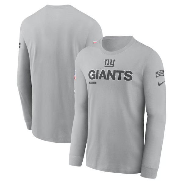 Men's Nike Gray New York Giants 2024 Salute To Service Long Sleeve T-Shirt