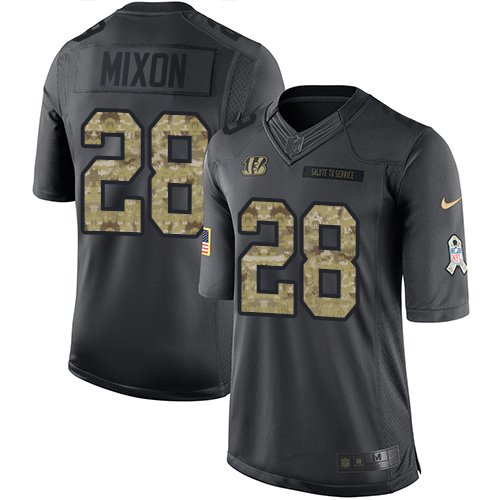 Nike Cincinnati Bengals #28 Joe Mixon Black Youth Stitched NFL Limited 2016 Salute to Service Jersey