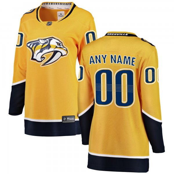 Women's Nashville Predators Fanatics Yellow Home Breakaway Custom Jersey