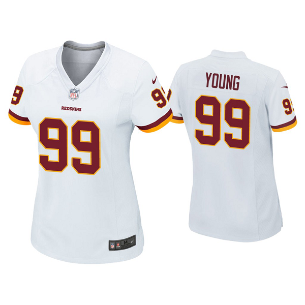 Women's #99 Chase Young Washington Redskins White 2020 NFL Draft Game Jersey