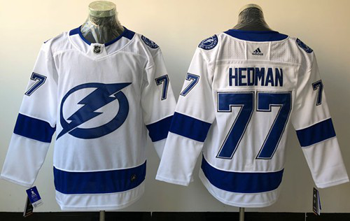 Adidas Tampa Bay Lightning #77 Victor Hedman White Road Stitched NHL Jersey