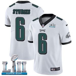 Men's Nike NFL Philadelphia Eagles #6 Caleb Sturgis Limited Road White Vapor Untouchable Super Bowl LII Jersey