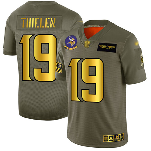 Men's Minnesota Vikings #19 Adam Thielen Camo/Gold Stitched NFL Limited 2019 Salute To Service Jersey