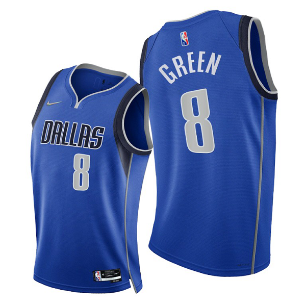 Men's Dallas Mavericks #8 Josh Green 2021-22 Diamond 75th Season Blue Icon Edition NBA Jersey