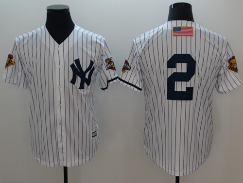 New York Yankees #2 Derek Jeter White Strip New Cool Base 2001 World Series Stitched MLB Jersey