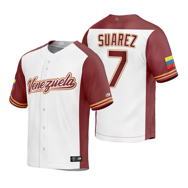 Venezuela Baseball Eugenio Suarez White 2023 World Baseball Classic Replica Jersey