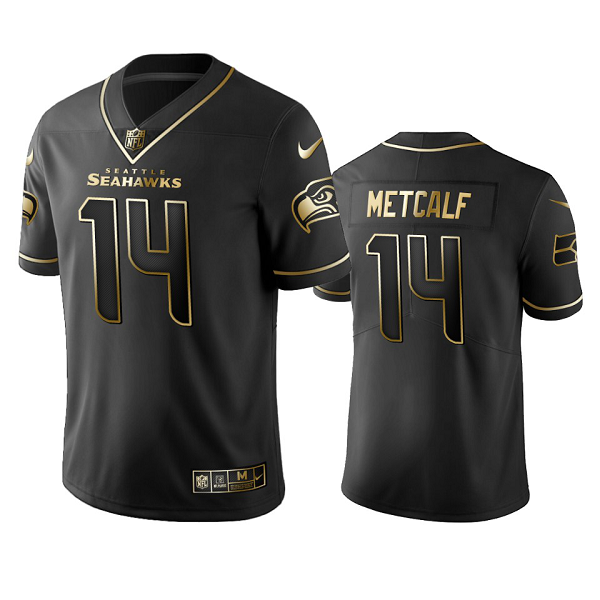 Men's Seattle Seahawks #14 D.K. Metcalf Black 2019 Golden Edition Limited Stitched NFL Jersey