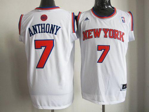 Men's New York Knicks #7 Carmelo Anthony White Home New 2012-13 Season Stitched NBA Jersey