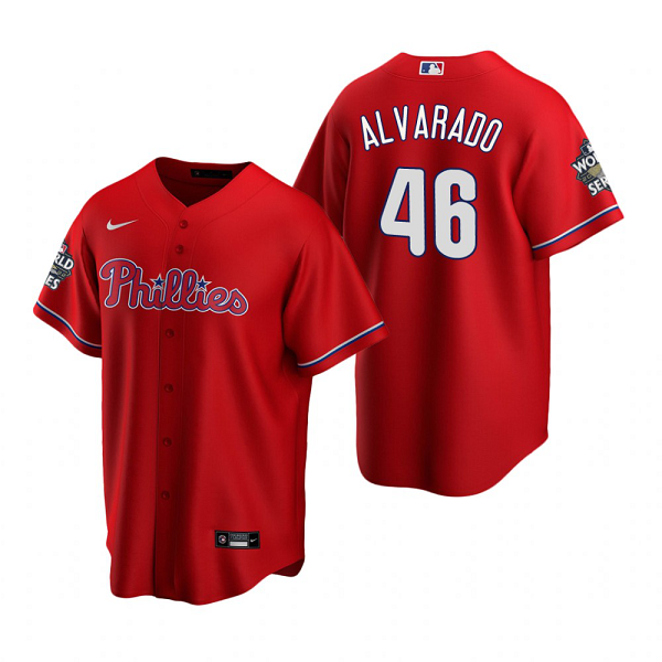 Men's Philadelphia Phillies Jose Alvarado Red 2022 World Series Cool Base Jersey