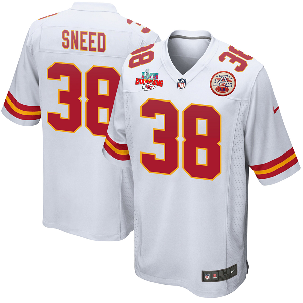 Jarius Sneed 38 Kansas City Chiefs Super Bowl LVII Champions 3 Stars Men's Game White NFL Jersey