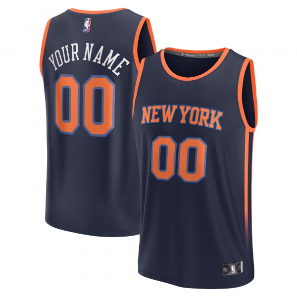 Youth New York Knicks  Fanatics Navy Fast Break Replica Custom Jersey - Statement Edition