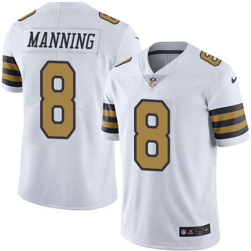 Men's Nike New Orleans Saints #8 Archie Manning White Stitched NFL Limited New Color Rush Jersey