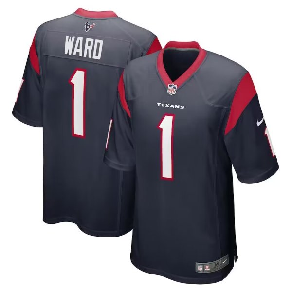 Men's Nike #1 Jimmie Ward Navy Houston Texans Game Player Jersey