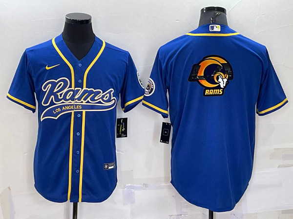 Men's Los Angeles Rams Blank Blue Stitched Baseball Cool Base Jersey