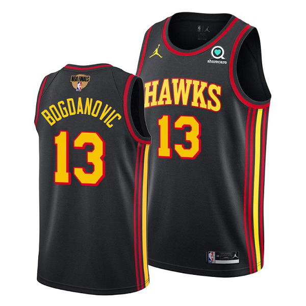 Men's Atlanta Hawks #13 Bogdan Bogdanovic 2021 NBA Playoffs G7 Starters Black Jersey