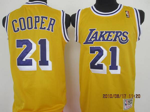 Men's Los Angeles Lakers #21 Michael Cooper Stitched Yellow Throwback NBA Jersey