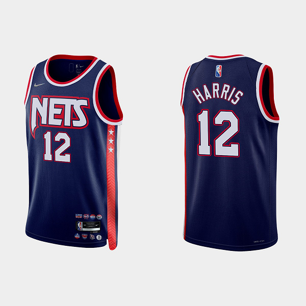 Men's Brooklyn Nets #12 Joe Harris 2021-22 75th Anniversary City Navy NBA Jersey