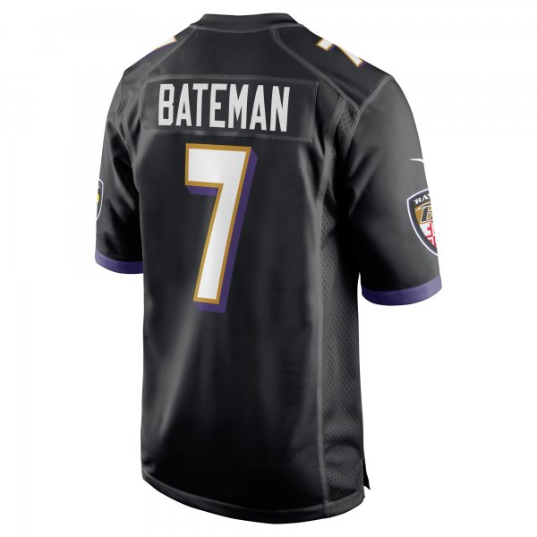 Men's Baltimore Ravens Rashod Bateman Nike Black Game Player Jersey