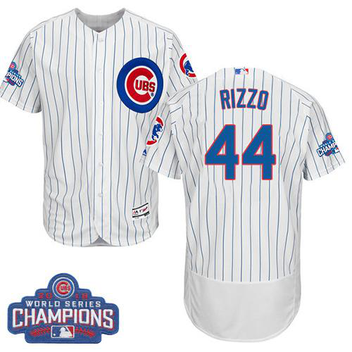 Chicago Cubs #44 Anthony Rizzo White Flexbase Collection 2016 World Series Champions Stitched MLB Jersey