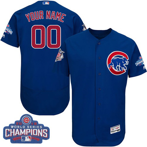 Chicago Cubs Blue 2016 World Series Champions Flex Base Men's Customized MLB Jersey