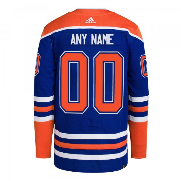 Men's Edmonton Oilers  adidas Royal Home  Primegreen Custom Jersey