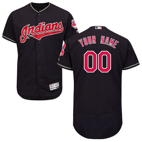 Cleveland Indians Navy Men's Customized Flex Base MLB Jersey