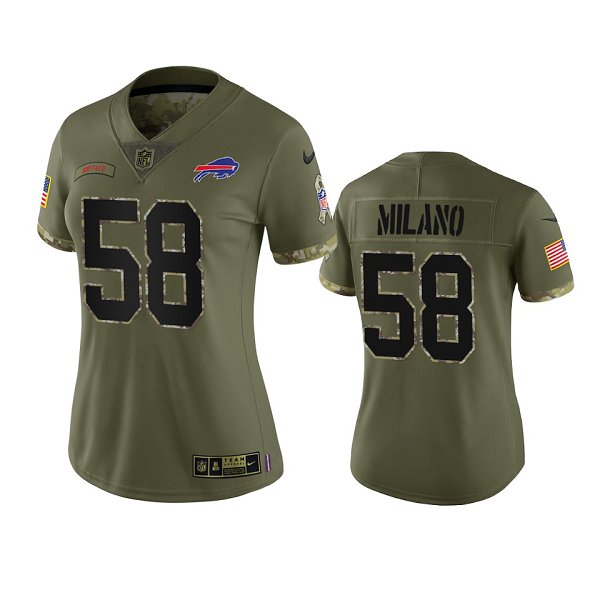 Women's Buffalo Bills Matt Milano #58 Olive 2022 Salute To Service Limited Jersey