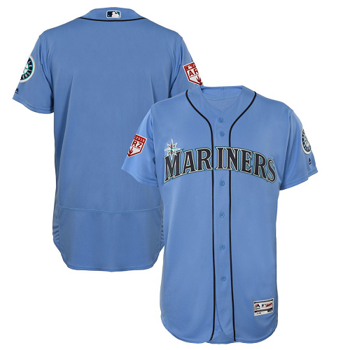 Men's Seattle Mariners Blank Majestic Light Blue 2019 Spring Training Flex Base Team MLB Jersey