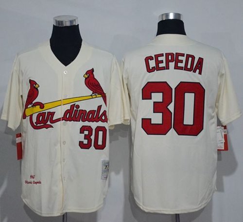 Mitchell And Ness 1967 St. Louis Cardinals #30 Orlando Cepeda Cream Throwback Stitched MLB Jersey